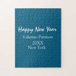 Quebra-cabeça Happy new year blue name place year boho simple 