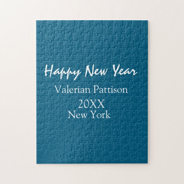 Quebra-cabeça Happy new year blue name place year boho simple  (Vertical)