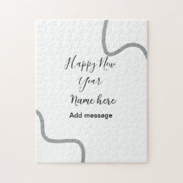 Quebra-cabeça Happy new year name message gray simple holiday 