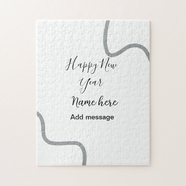 Quebra-cabeça Happy new year name message gray simple holiday  (Vertical)