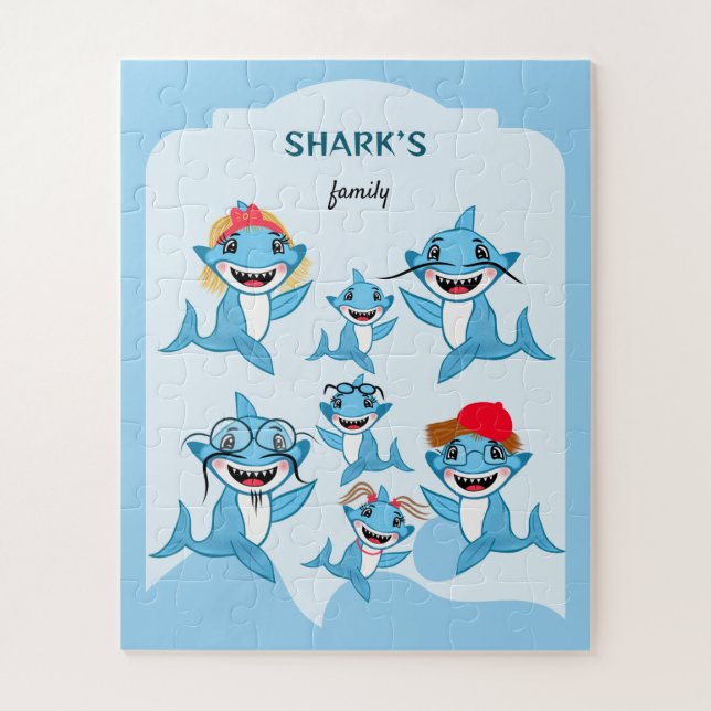 Quebra-cabeça Happy Shark Family (Vertical)