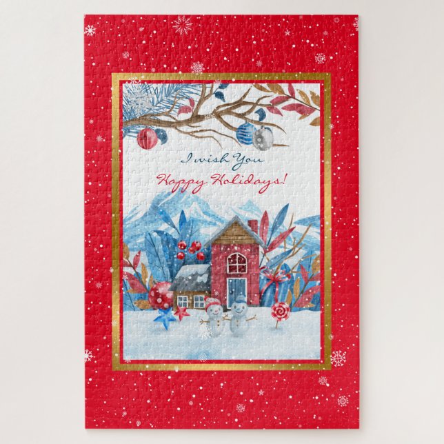 Quebra-cabeça Happy Snowman Personaliza (Vertical)