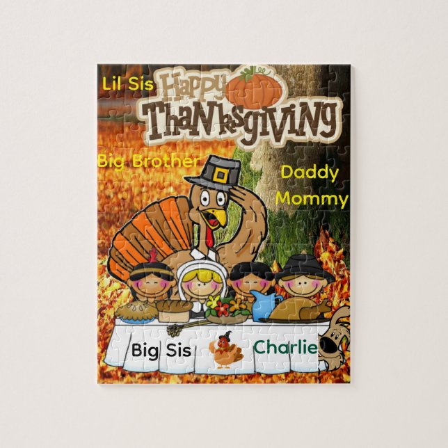 Quebra-cabeça Happy Thanksgiving Day Jigsaw Family Grateful (Vertical)