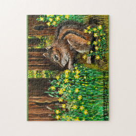 Quebra-cabeça Happy Yellow Daisy Chipmunk