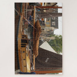 Quebra-cabeça Harbor, wood Fishingboat 