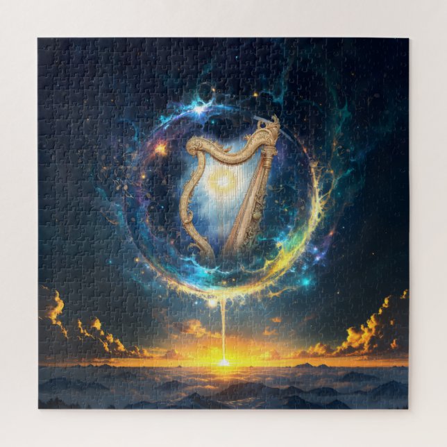 Quebra-cabeça Harpa Celestial dos Céus Ligados à Lua.  (Vertical)