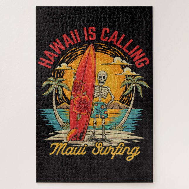 Quebra-cabeça Havaí Está Chamando Vibes de Surf da Ilha Maui (Vertical)