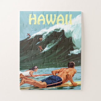 Quebra-cabeça Havaí, Surfistas Esperando uma Onda Grande,