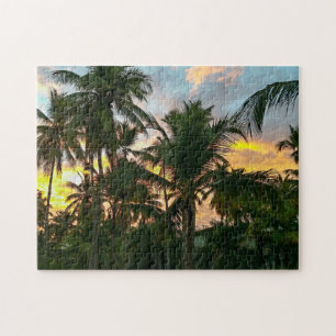 Quebra-cabeça Havaiana Exótica Beach Palm Trees Sunset