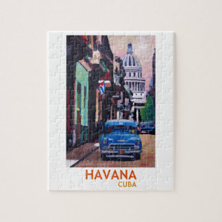 Quebra-cabeça Havana em Cuba - EL Capitolo com oldtimer
