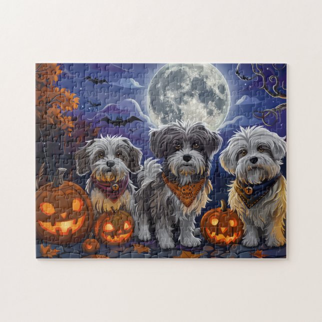 Quebra-cabeça Havanês Halloween Assustador (Horizontal)