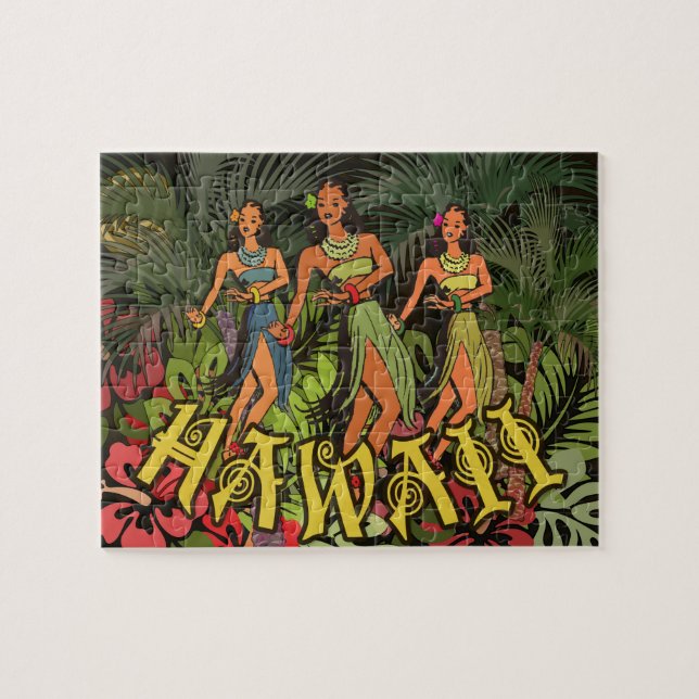 Quebra-cabeça Hawaii Aloha Palm Hula Art Design (Horizontal)