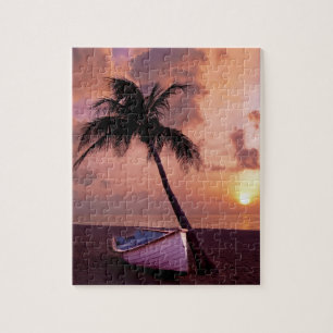 Quebra-cabeça Hawaii Island Viagem Beach Sunset Palm Tree Boat