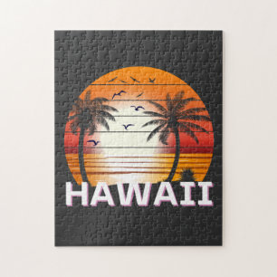Quebra-cabeça Hawaii Vintage Palm Trees Summer Beach