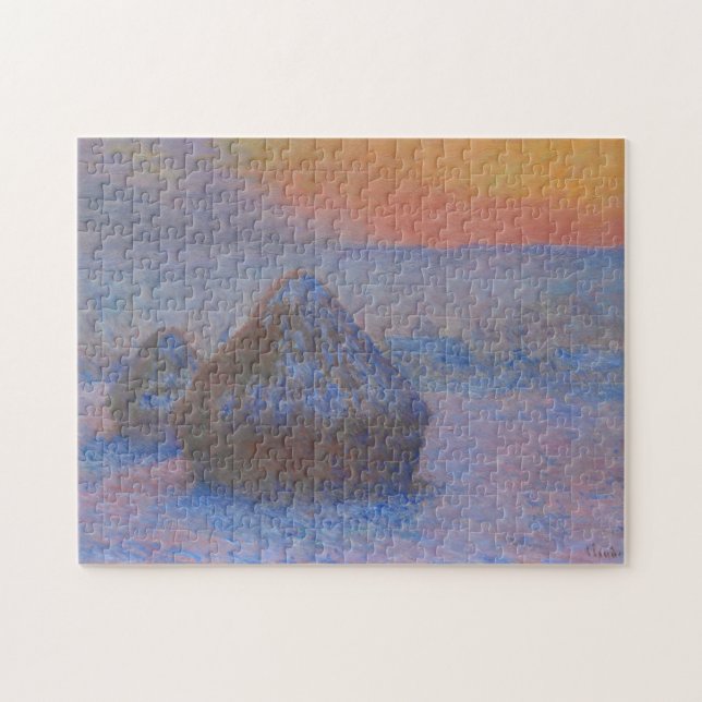 Quebra-cabeça Haystacks no Sunset Snow Effect Monet Fine Art (Horizontal)