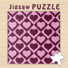 Quebra-cabeça Heart Checkerboard Pattern Bordeaux Pink -