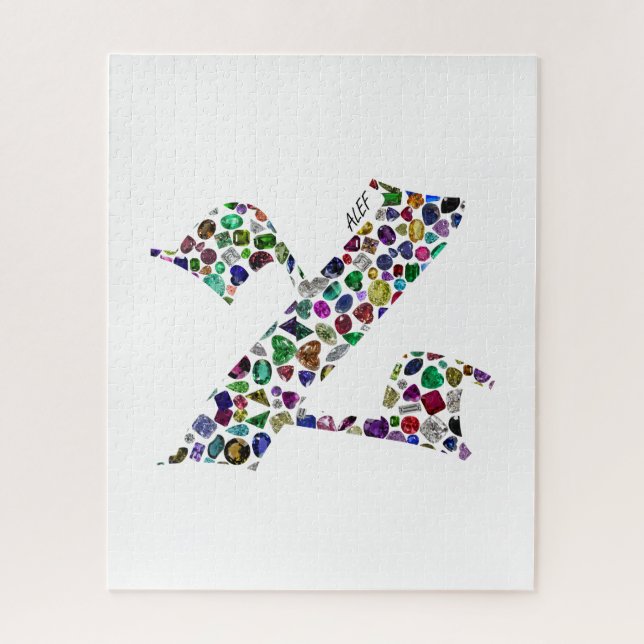 Quebra-cabeça Hebraico - Letra ALEF feita com Gemstones (Vertical)