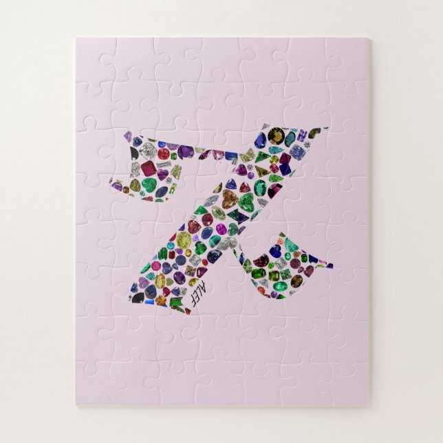 Quebra-cabeça Hebraico - Letra ALEF feita com Gemstones (Vertical)