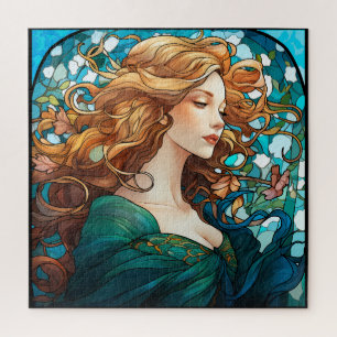 Quebra-cabeça Helena - Mulher Loura Escura no Estilo Art Nouveau
