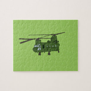 Quebra-cabeça Helicóptero verde das forças armadas de CH-47