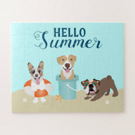 Quebra-cabeça Hello Summer Beach Dogs Blue