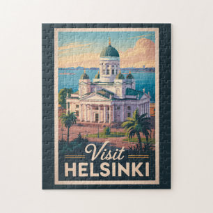 Quebra-cabeça Helsinki Finlândia Catedral Viagem Arte Vintage