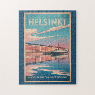 Quebra-cabeça Helsinki Finlândia Praia Viagem Arte Vintage