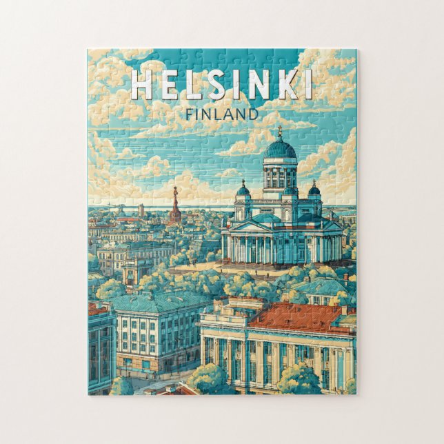 Quebra-cabeça Helsinque Finlândia Viagem Arte Vintage (Vertical)