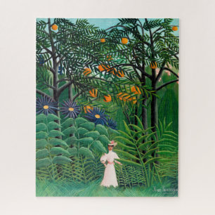 Quebra-cabeça Henri Rousseau - Mulher caminhando em uma Floresta