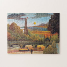Quebra-cabeça Henri Rousseau - Torre Seine e Eiffel em Sunset