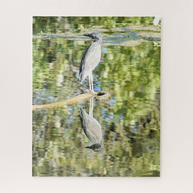 Quebra-cabeça Herão (e reflexão) no lago; natureza (Vertical)