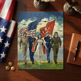 Quebra-cabeça Heróis Patrióticos Vintage, Pessoal Militar Orgulh