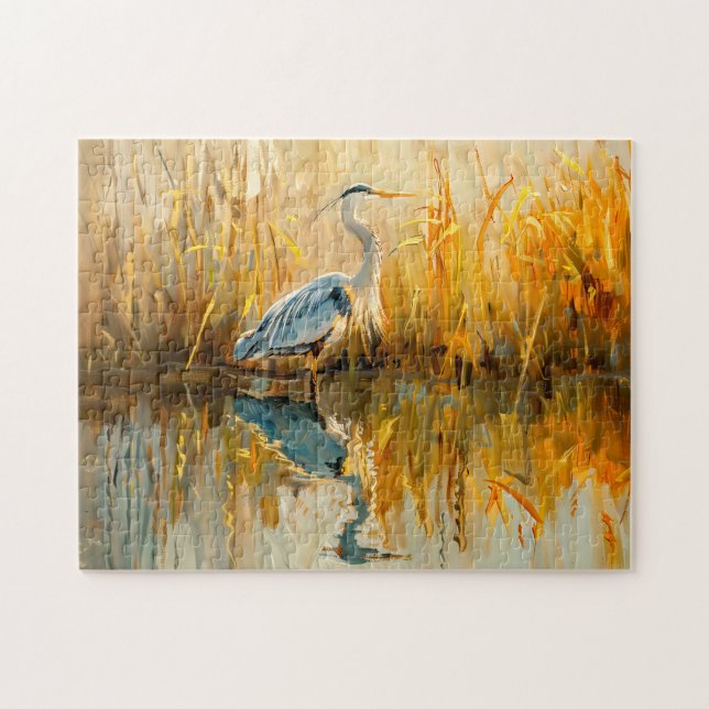 Quebra-cabeça Heron no amanhecer pela água (Horizontal)