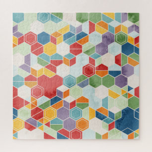 Quebra-cabeça Hexagon Watercolor, Mosaico Aleatório.