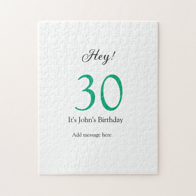 Quebra-cabeça Hey it's 30th birthday green black bold letter nam (Vertical)