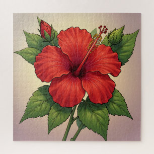 Quebra-cabeça Hibisco Vermelho Tropical Ousado