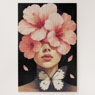 Quebra-cabeça Hibiscus & Borboleta – Botânica Floral Moderna