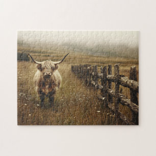 Quebra-cabeça Highland Cow Vintage Sepia