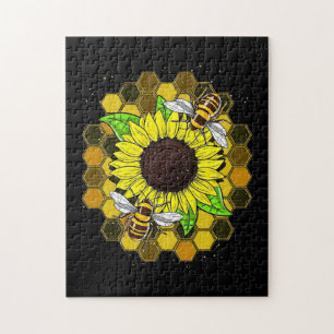 Quebra-cabeça Hippie Sunflower Bees