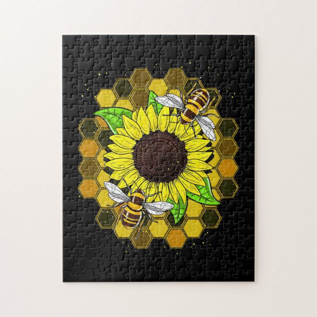 Quebra-cabeça Hippie Sunflower Bees (Vertical)