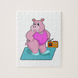 Quebra-cabeça Hippo at Fitness with Radio.PNG