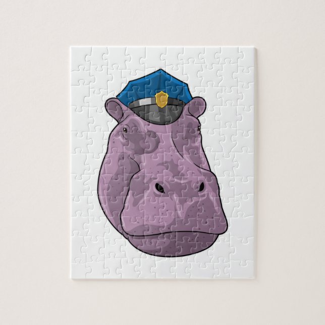 Quebra-cabeça Hippo como agente da Polícia (Vertical)