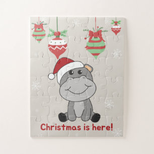 Quebra-cabeça Hippo Feliz Natal Animais de inverno Hippos Jigsee