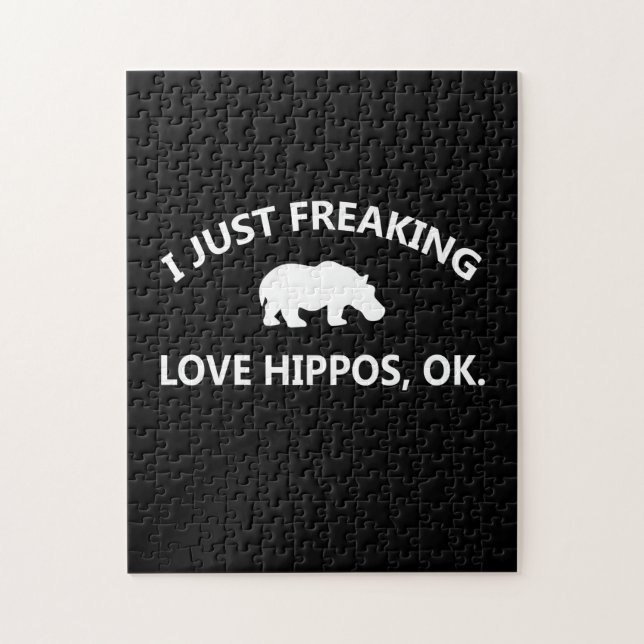 Quebra-cabeça Hippo Lover Gift| Eu Apenas Adoro Hippo Ok (Vertical)