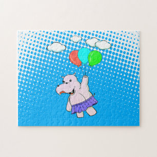 Quebra-cabeça Hippo Voando Com Balões Bons - Bebê Bastante
