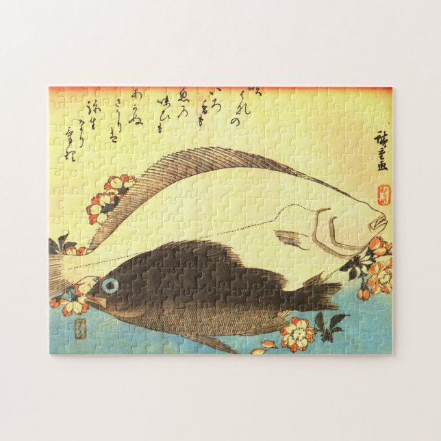 Quebra-cabeça Hirame & Mebaru - Impressão de Peixe Japonês de Hi (Horizontal)