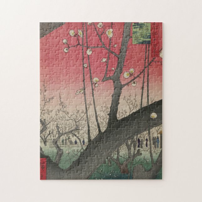 Quebra-cabeça Hiroshige Plum Estate Kameido: Japonês Vintage (Vertical)