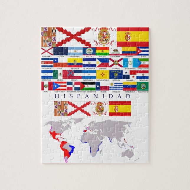 Quebra-cabeça HISPANIDAD orígen con mapa. Puzzle (Vertical)