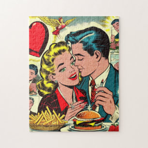 Quebra-cabeça Histórias em quadrinhos do Casal Retro Love
