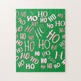 Quebra-cabeça HO HO Padrão de texto de Natal branco verde